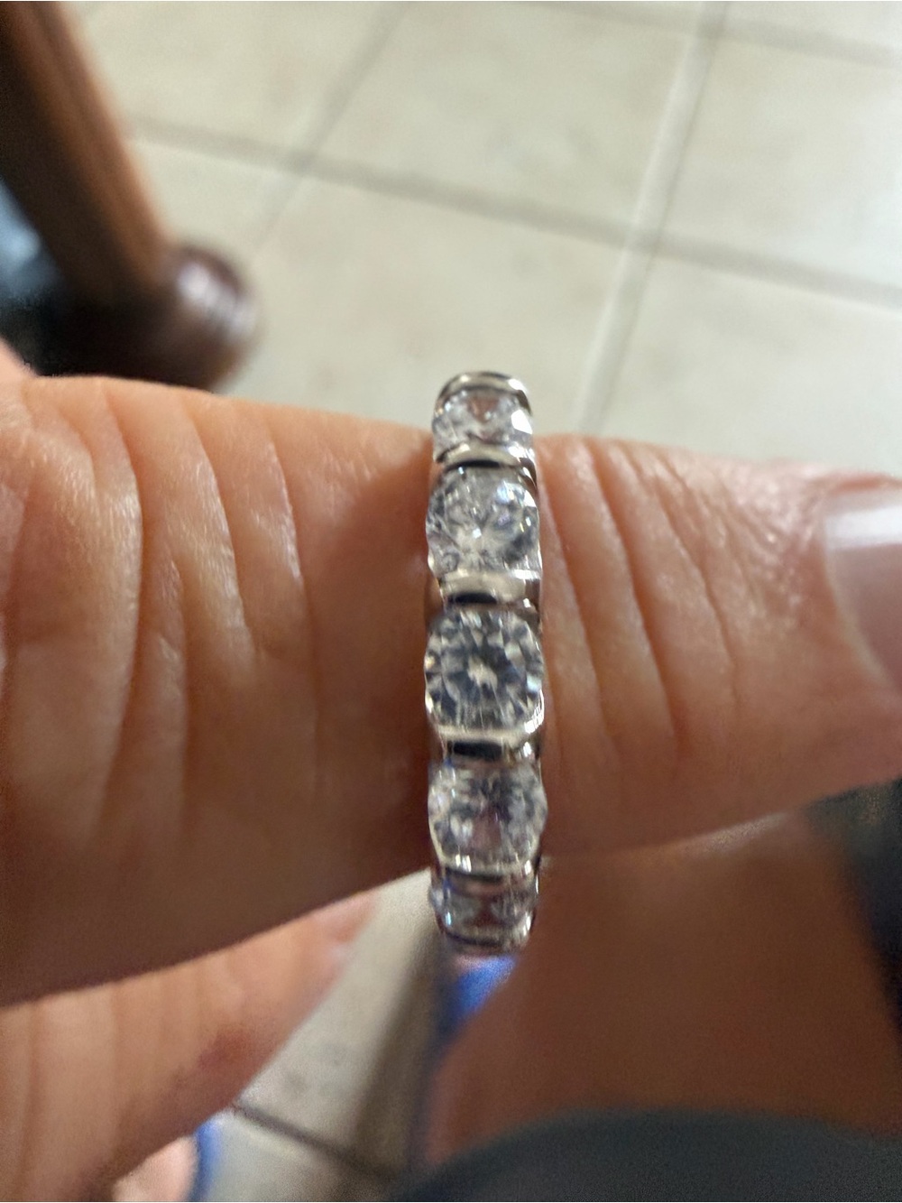 Sterling Silver White Sapphire Eternity Band - Size 7